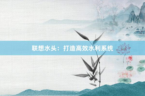 联想水头:打造高效水利系统